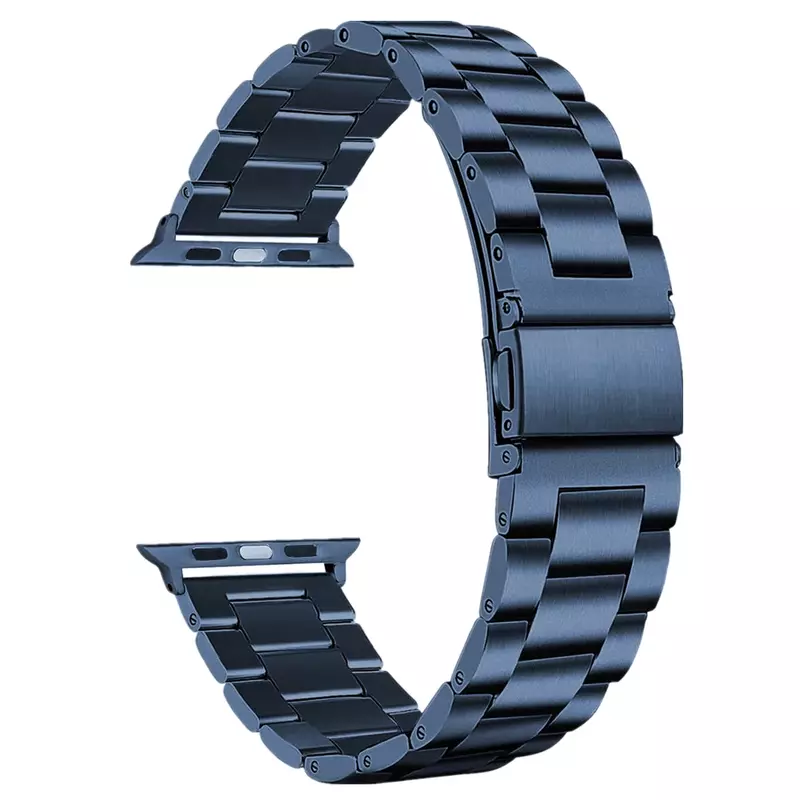 Браслет для Apple Watch SE Band 9 8 7 6 5 40 мм 44 мм 45 мм Ultra 2, деловой браслет из нержавеющей стали для iWatch 3 38 42 мм, синий
