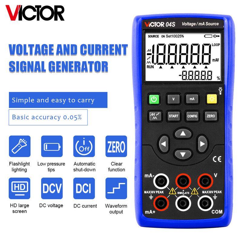 Tensão e corrente gerador de sinal, Victor 04S, Backlight lanterna, saída analógica, função elétrica industrial, SIMULATE Meter