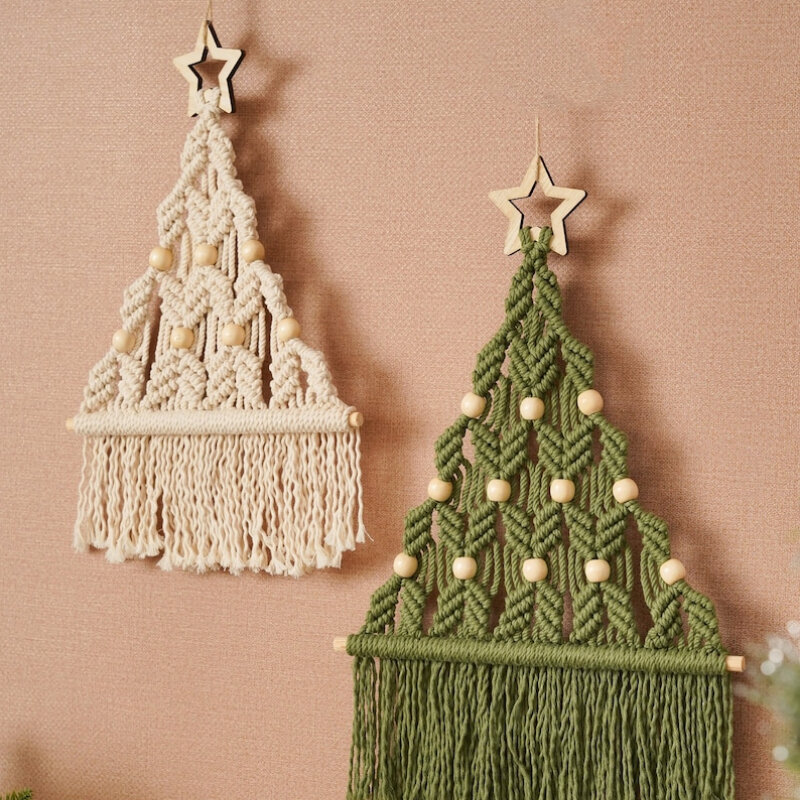 Decoración navideña Bohemia para pared, macramé para colgar en la pared, árbol de Navidad, FD39743624