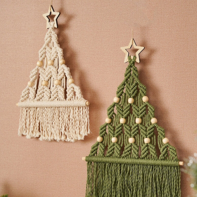 Boho Christmas Decor Christmas Wall Art Macrame Xmas Decor Holiday Wall Decor Wall Hanging Macrame albero di natale FD39743624