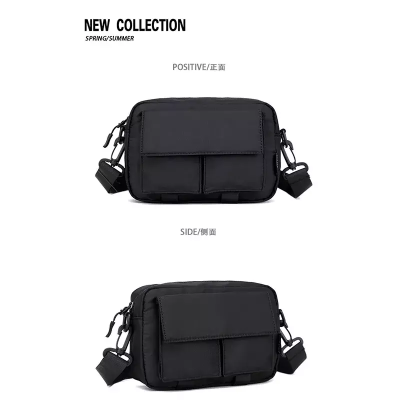 Bolsa de ombro crossbody pequena para homens, estilinete preto, sacos móveis mensageiro, mini bolsa masculina, moda coreana, 2023