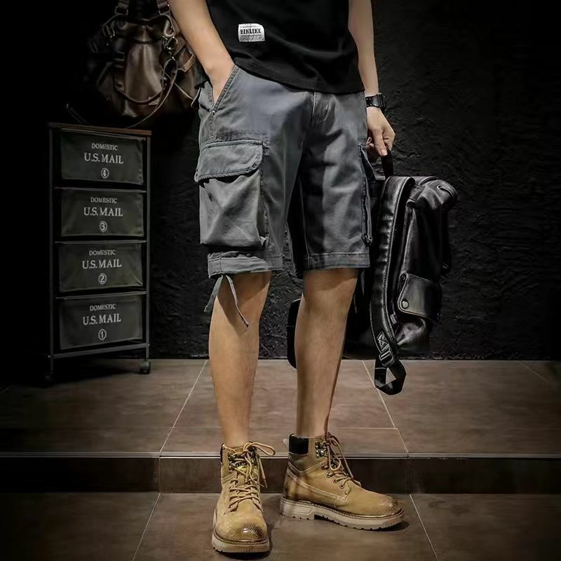 Kurze Hosen für Männer Multi Pocket Bermuda Khaki Herren Cargo Shorts Knopf Baumwolle Wandern halblang Nylon Hevy Whate Kleidung Sommer