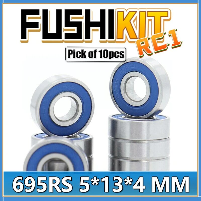 695RS Bearing 10PCS 5x13x4 mm ABEC-3 Hobby Electric RC Car Truck 695 RS 2RS Ball Bearings 695-2RS Blue Sealed