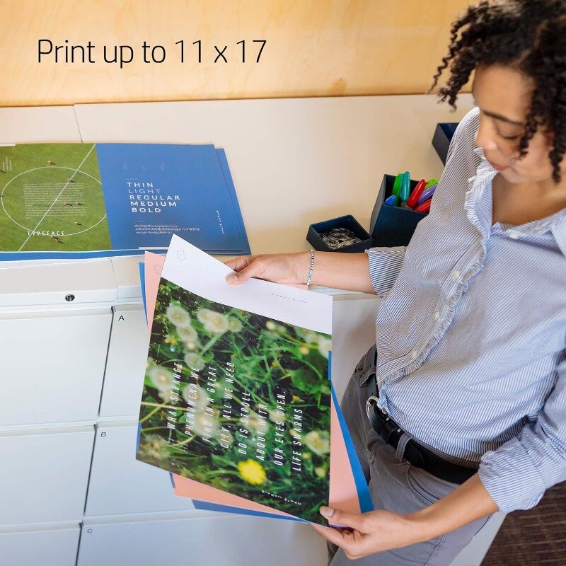 Printer semua dalam satu warna format lebar dengan pencetakan nirkabel untuk Alexa (G5J38A), putih/hitam