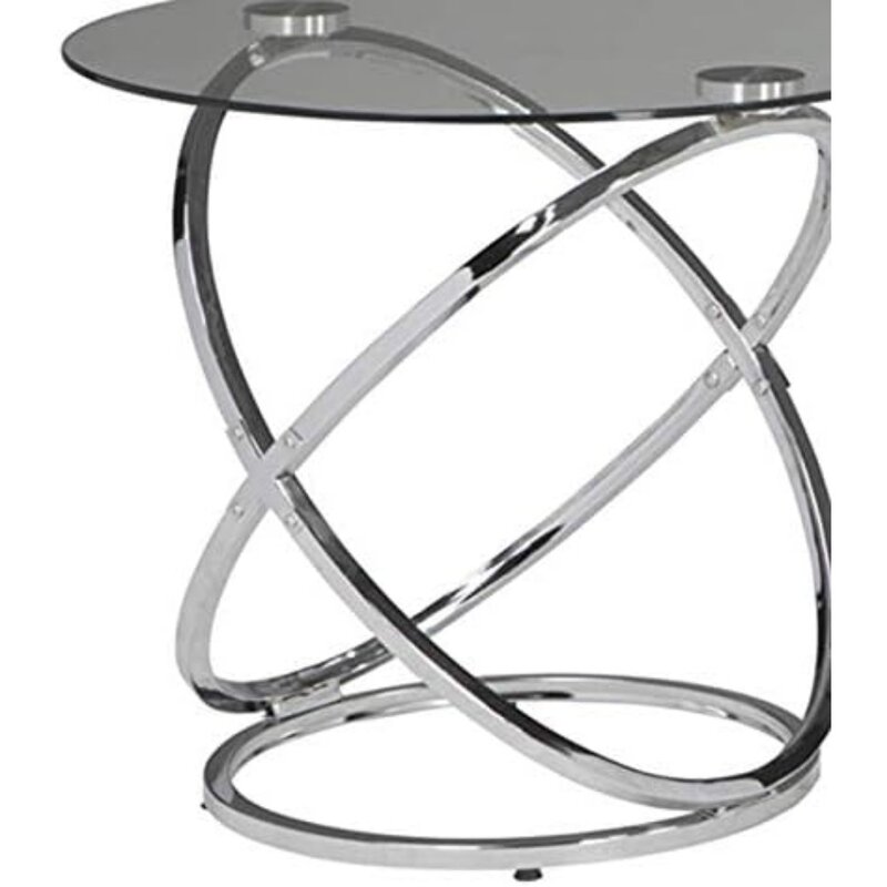 Hollynyx Contemporary Round 3-Piece Occasional Table Set, Includes Coffee Table and 2 End Tables, Chrome