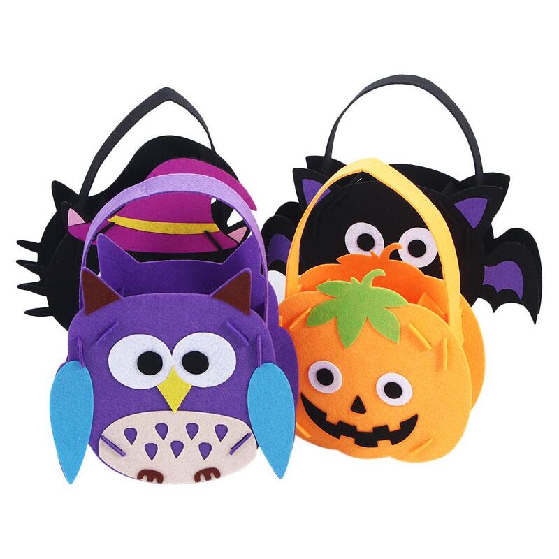 Portable Tote Bag Ornament DIY Material Trick Or Treat Storage Bucket Gift Basket Halloween Decoration Halloween Candy Bag