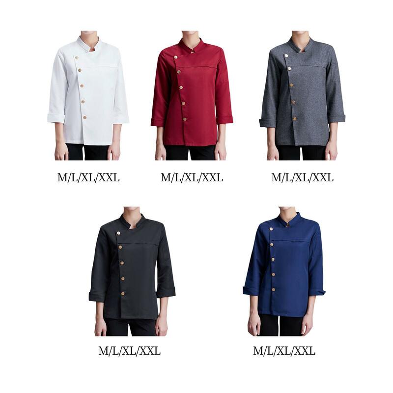 Men Women Chef Coat Jacket Waiter Apparel Wear Workwear for Cafe kitchen Service Bakery Pizza