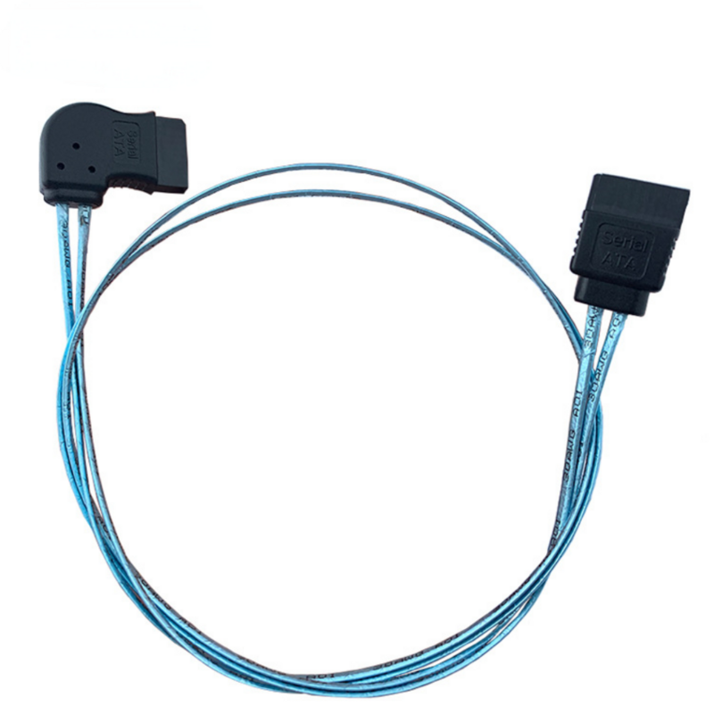 SATA Cable 7-pin 12Gbps Female To Right-angle Female Data Cable, 180 degrees to 180 degrees, Straight To Left with Locking Latch