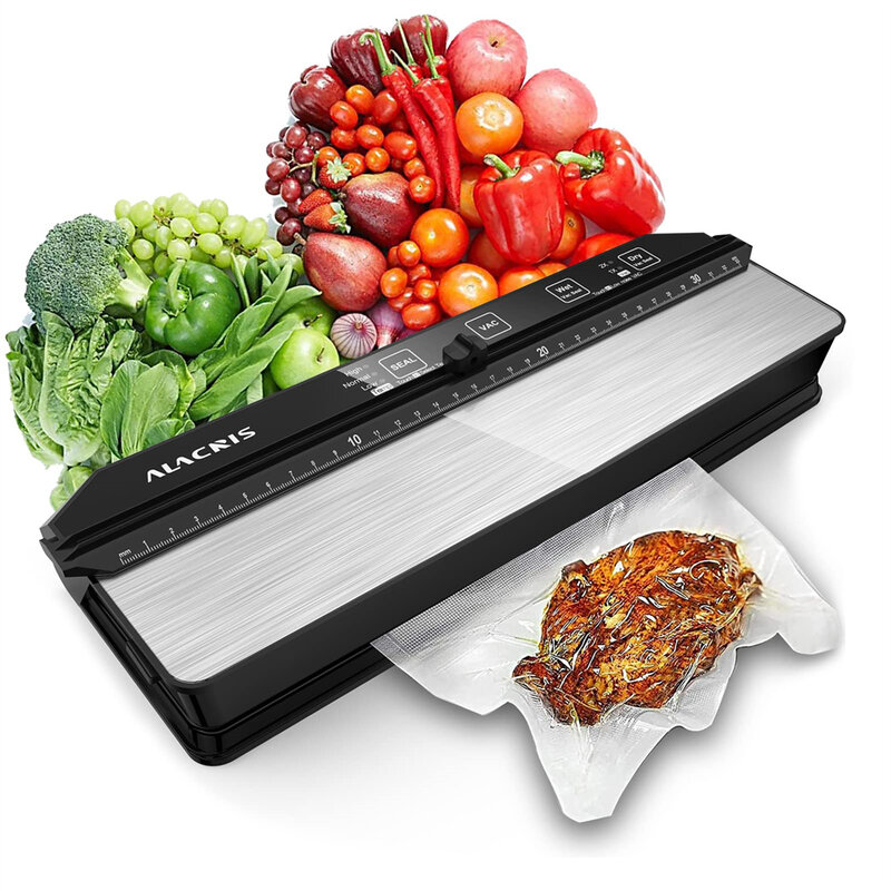 ALACRIS-Food Vacuum Sealer com Bomba Dupla, Máquina Automática De Embalagem De Alimentos, Selador De Filme, Embalador De Vácuo, 5 Modos, 15PCs