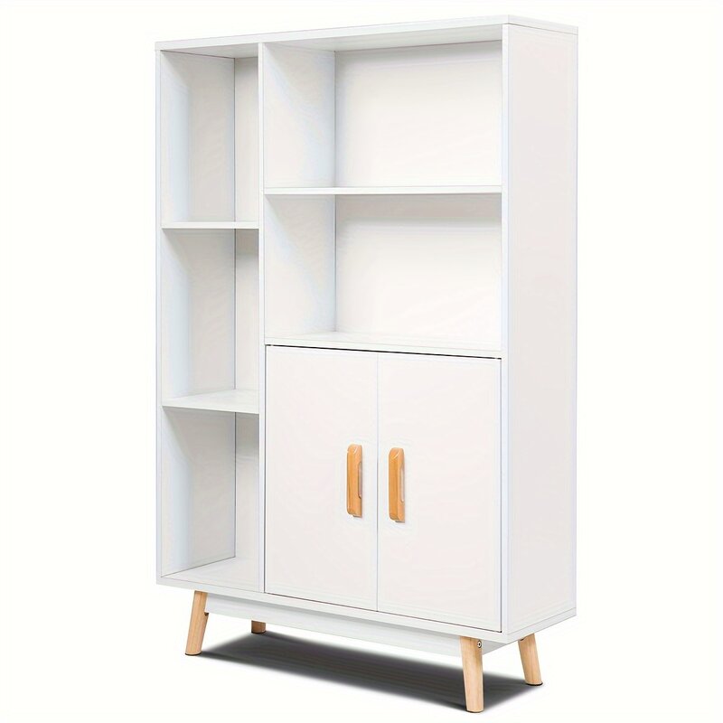Free Standing Floor Storage Cabinet, Exposição De Madeira, Estante, Side Decoração Móveis, 1Pc