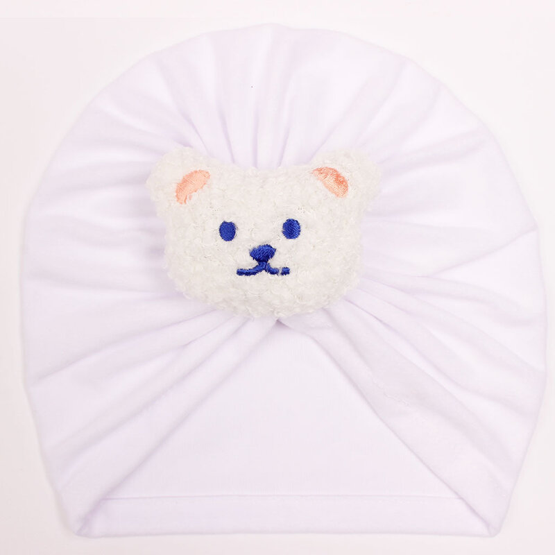 Śliczny niedźwiedź dziecko indiański kapelusz jednolity kolor czapka dla niemowląt nakrycia głowy dla noworodka chłopięce dziewczęce czapka dla dzieci Turban akcesoria do włosów