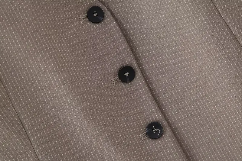 Women 2024 New Fashion Thread decoration Cropped Slim Pinstripe Suit Vest Vintage V Neck Button-up Female Waistcoat Chic Tops