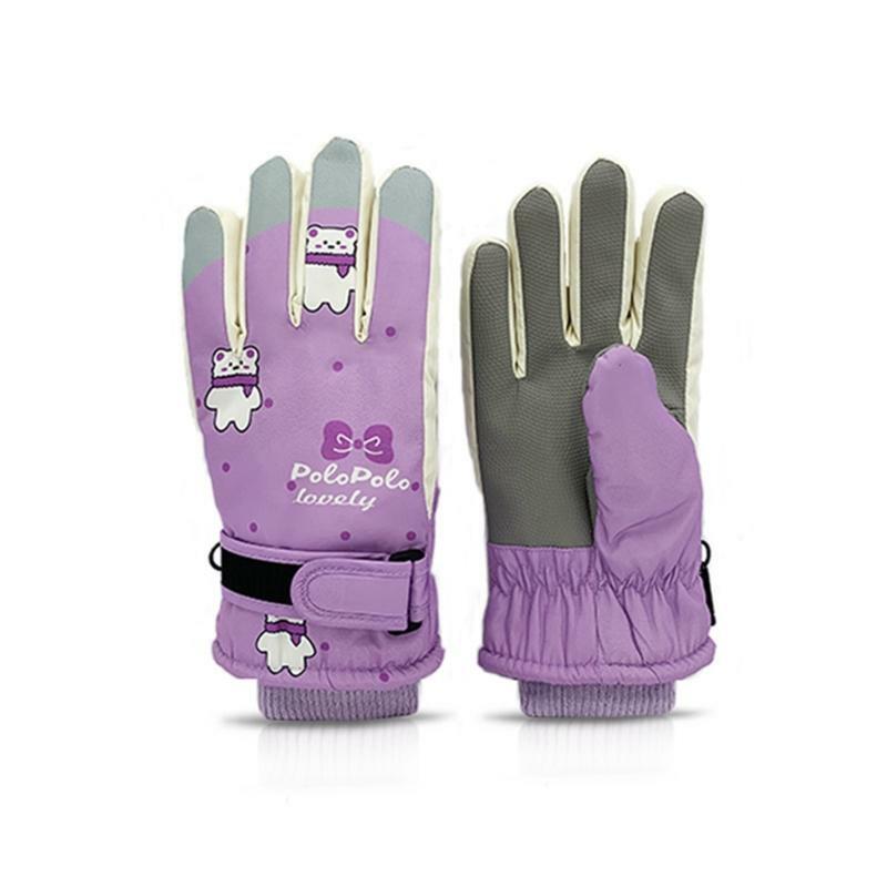 Zimowe rękawiczki narciarskie dla dzieci Wodoodporne rękawiczki narciarskie dziecięce wzorem kreskówkowym