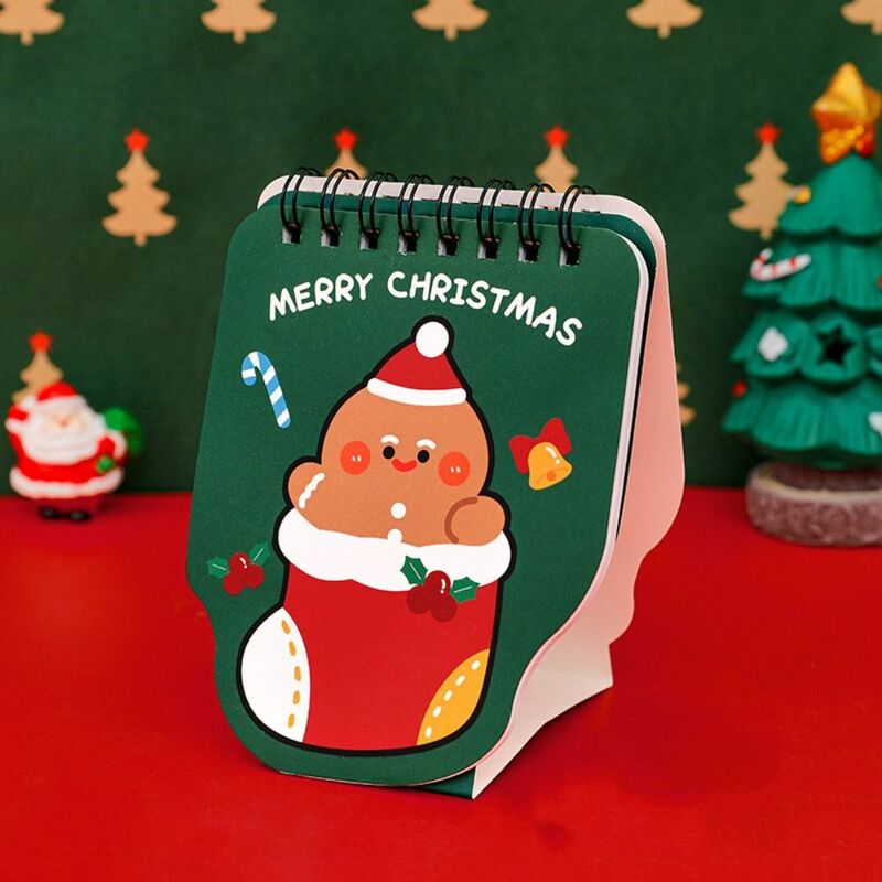 Мультяшный Рождественский календарь 2024, креативный мини-календарь из бумаги особой формы, милый настольный календарь, Рождественский подарок