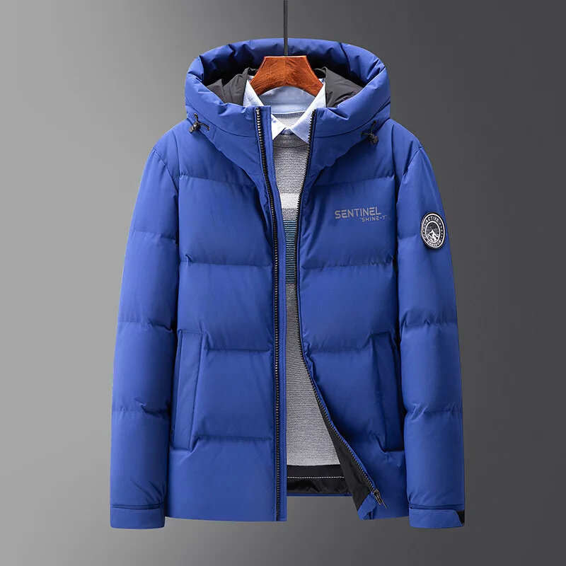 男性用フード付きジャケット、厚手のコート、防寒フグコート、90% ダックダウン、冬