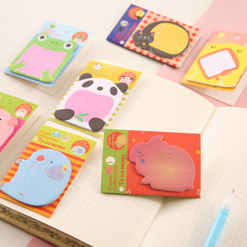Cute Animal Sticky Notes for Students, Frigorífico Note Notepad, Student School Memo, Message Sticker for Pupils, Elephant