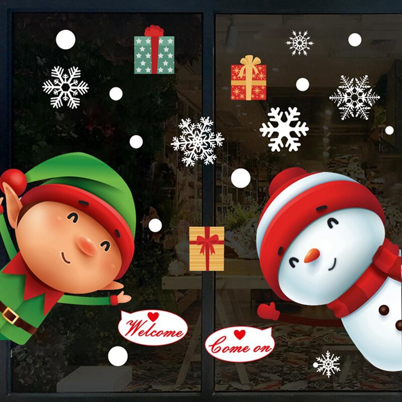 Pegatinas navideñas para pared y ventana, adornos navideños para el hogar, regalo de Año Nuevo 2023, 2024