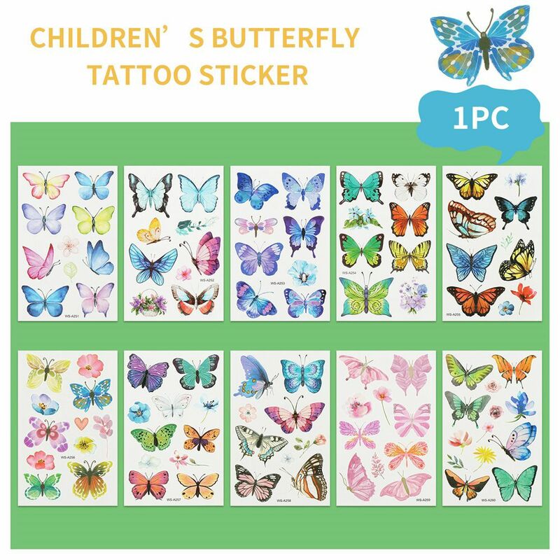 Водостойкие Временные татуировки-бабочки с милым рисунком для детей, мальчиков и девочек, подростков