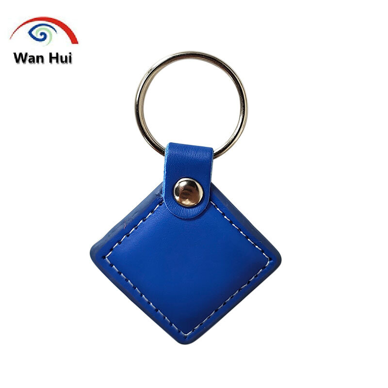10 pcs/lotes couro chaveiro cartão de controle acesso em4305 t5577 tag chave rfid tag cartão de acesso caso preto azul marrom vermelho
