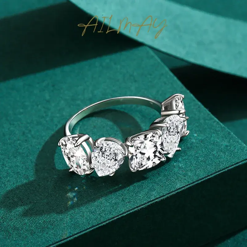 Anillo de plata de ley S925 para mujer, anillo de diamantes de simulación de lujo personalizado, pequeño y versátil, europeo y americano