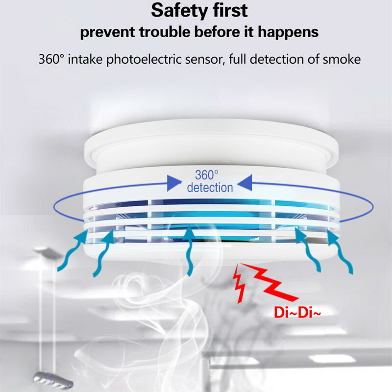 Glomarket tuya wi fi detector de fumaça inteligente sensor de alarme incêndio sistema de segurança em casa detector de fumaça sem fio trabalho com aplicativo móvel