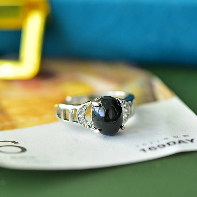 خاتم يشم هيتيان ، هيتيان💍خواتم قابلة للتعديل من الحجر الطبيعي الأسود والأخضر للنساء ، سحر أنيق ، مجوهرات رائعة ، خواتم زفاف