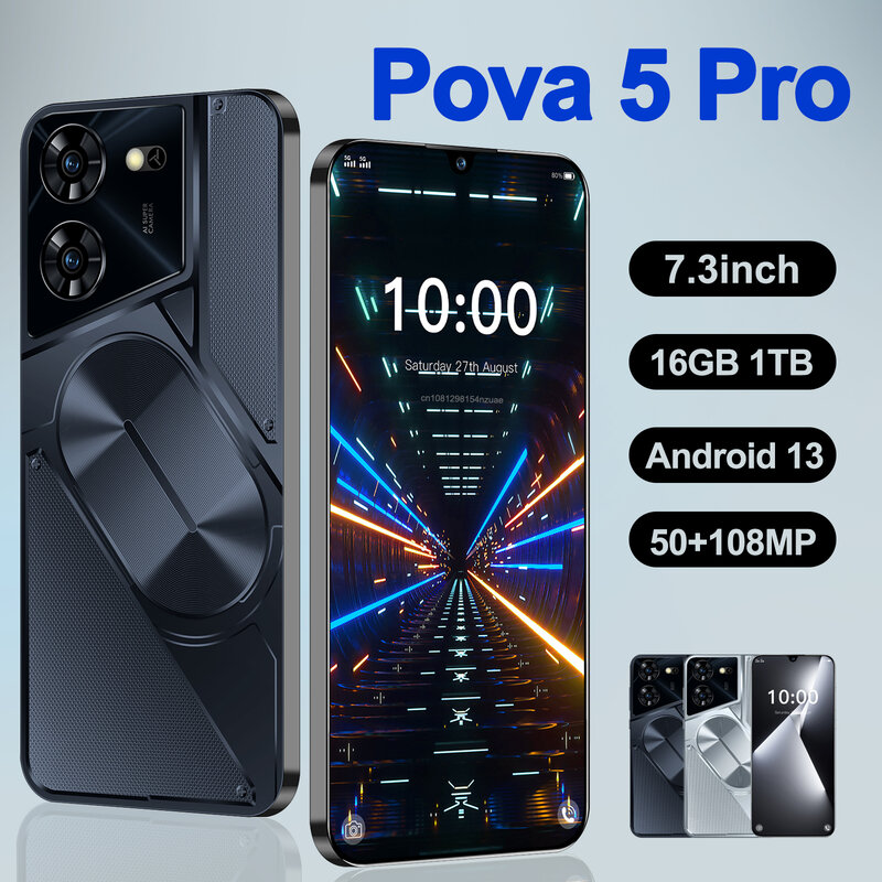 هاتف ذكي Pova 5 Pro إصدار عالمي هاتف محمول يعمل بنظام أندرويد ، هاتف خلوي NFC ، أصلي ، أبعاد ، 16 جيجابايت + 1 ، بالساعة ، 50 + للي أمبير ، 4G ، 5G
