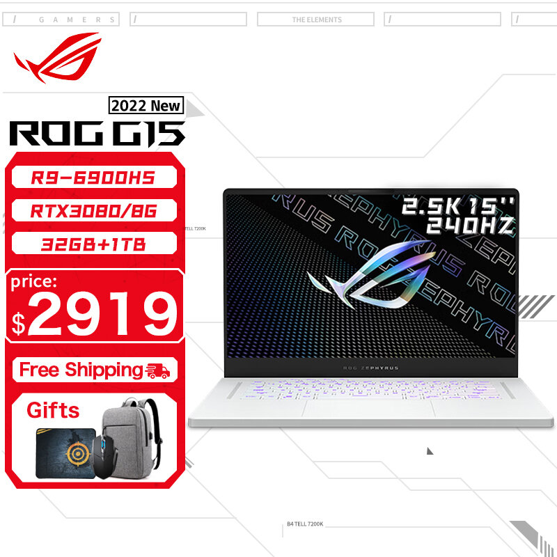 ASUS ROG Zephyrus G15 Gaming Laptop AMD Ryzen 9 6900HS 32G RAM 1T SSD RTX3080-8GB 2,5 K Bildschirm 240Hz15Inch E-sport Computer