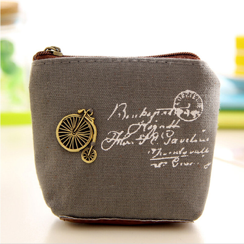 Vintage Fashion Coin Purse Key Case Letter Print Zipper Shell small square Canvas Bags Girls Mini Pouch Wallets for Women