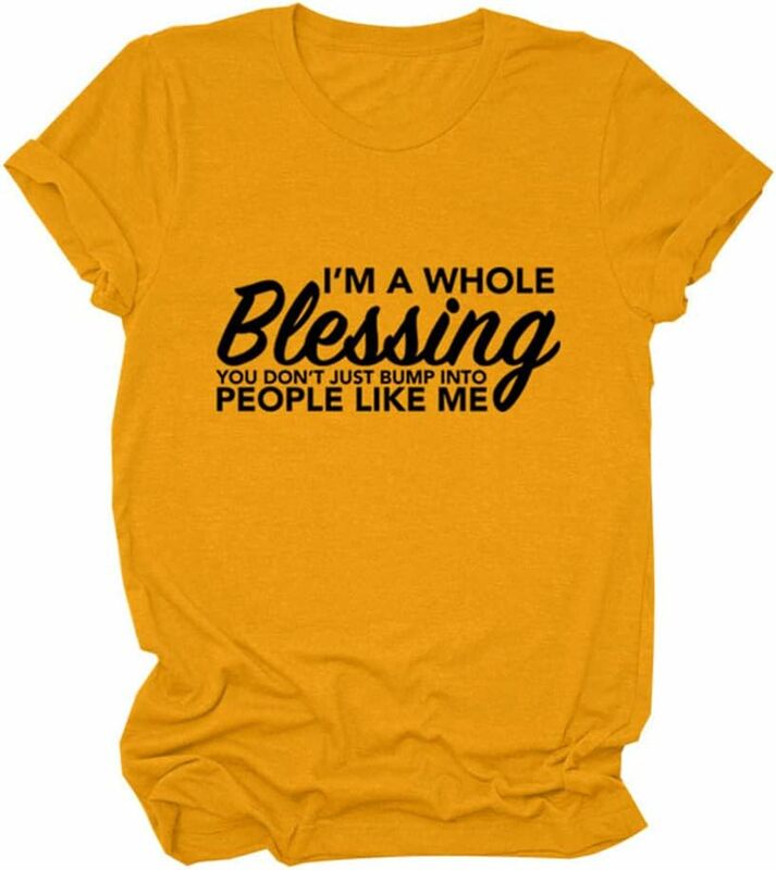 Womens I'm A Whole Blessing Cute Graphic Funny T Shirt Loose Casual Short Sleeves Tee Summer Tops