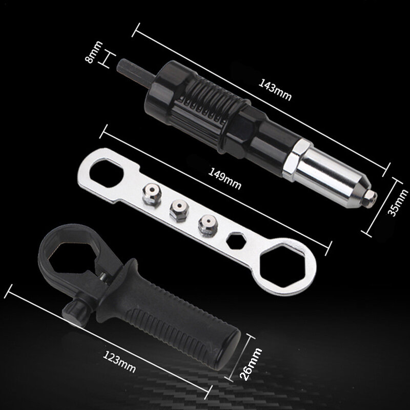 New Professional Electric Rivet Nut Gun Machine Core Pull Accessories Cordless Riveting Gun Drill Adapter Insert Nut Tools