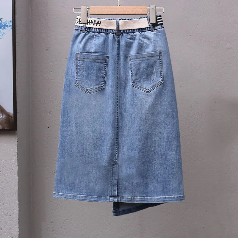 Женские джинсовые юбки, весенне-летние джинсовые юбки с высокой талией, уличная одежда, женская сексуальная юбка-футляр в стиле ретро с разрезом
