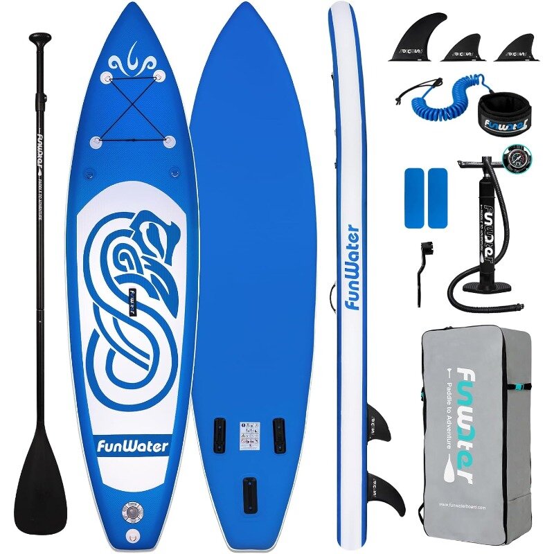 FunWater Inflatable Ultra-Light (17.6lbs) SUP for All Skill Levels Everything Included with Stand Up Paddle Board