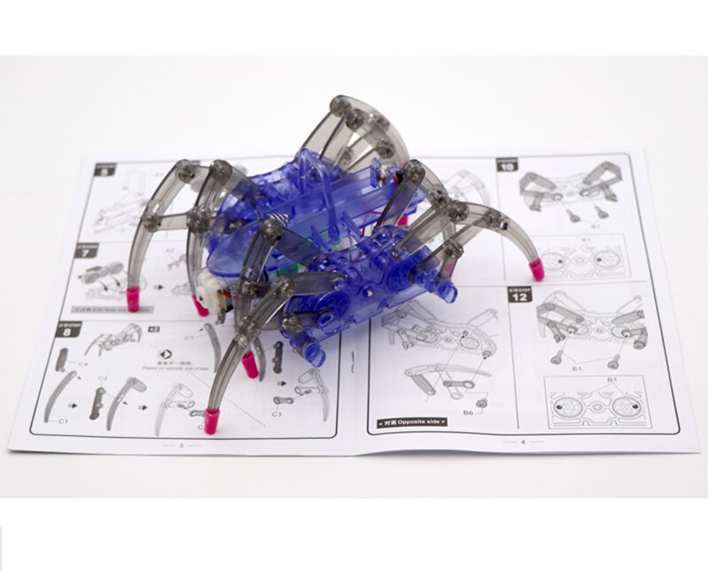 Diy montar robô aranha elétrica inteligente brinquedo educacional diy kit venda quente montagem de brinquedos puzzle de construção alta qualidade