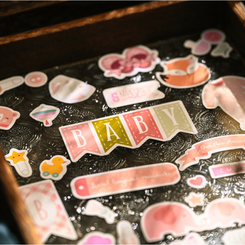 107 pz Cute neonate ragazzi adesivi gravidanza adesivi neonato Scrapbooking Planner Craft Sticker Animal Baby Gift Card Making