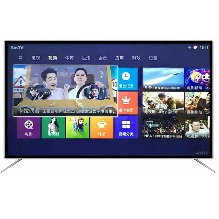 Grosir Pabrik Televisi kualitas tinggi kaca Tempered layar datar HD 55 inci tahan tekanan 4K Led Smart Wif TV