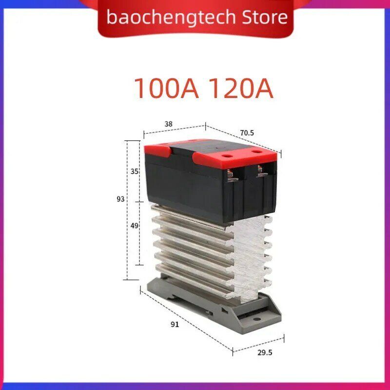 AC DC Controle Monofásico com dissipador de calor, relé de estado sólido, montagem em trilho DIN SSR, 10A, 25A, 40A, 60A, 80A, 100A, 120A, DD, DA