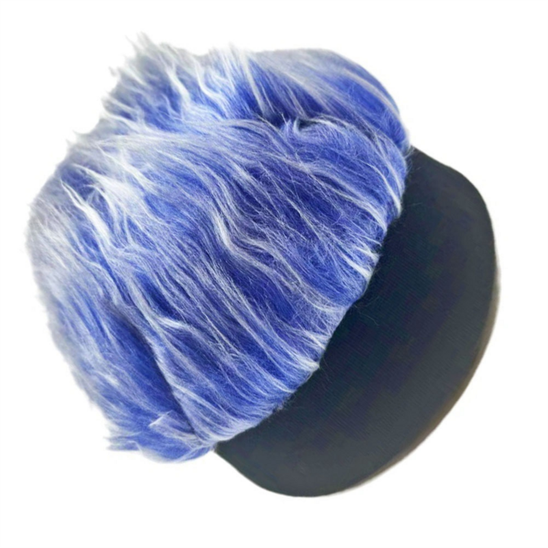 Czapka bejsbolówka dla dorosłych damska włochata czapka sportowa z dzianiny czapka z peruką z perukami męska opaska Hip Hop czarna + niebieska