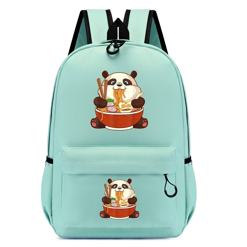 Children's Bagpack Cartoon Panda Eat Ramen Backpack for Teenager Cute Kindergarten Schoolbag Kids Bookbag Girls Anime Animal Bag