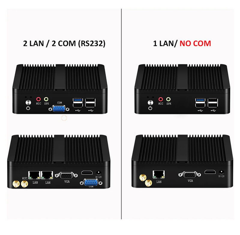 คอมพิวเตอร์ขนาดเล็กอุตสาหกรรมไม่มีพัดลม Intel J1900 Quad Cores 2xgigabit Ethernet 4xUSB WiFi Windows10ไมโครคอมพิวเตอร์