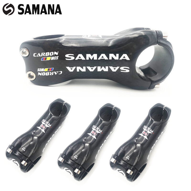 Samana wcs estrada bicicleta haste de carbono de alumínio mtb mountain bike stem peças 31.8*70-120mm 3k gloss preto