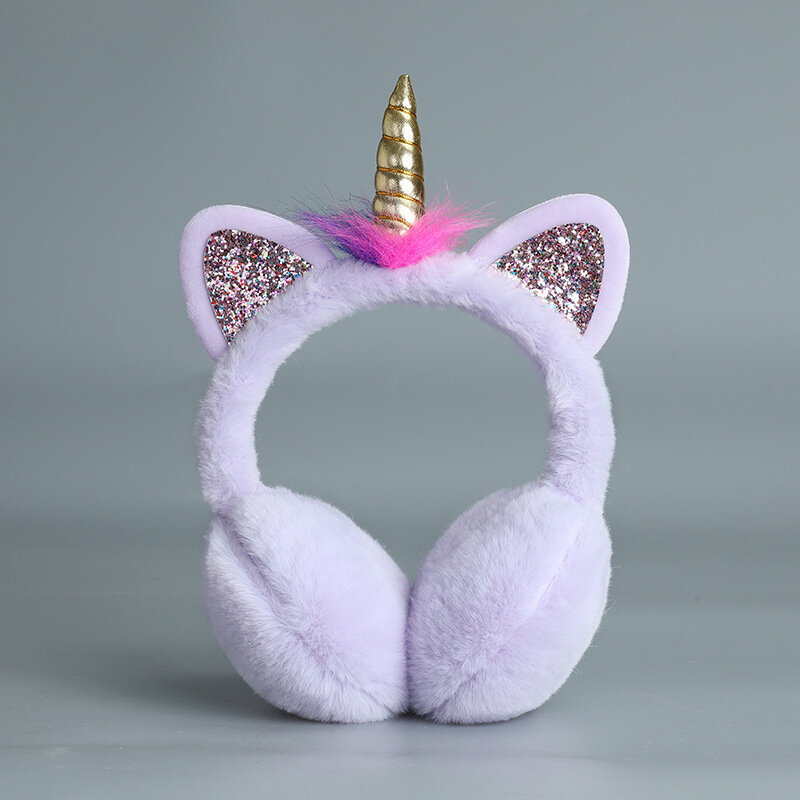Winter Warmer Earmuffs Children Girls Colorful Unicorn Soft Plush Fluffy Earflap Earmuffs Cute Cat Ears Headband Kids Ears Cover