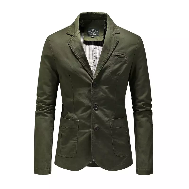 New Men's Blazers Male Male Spring Autumn Pure Cotton Solid Casual Blazer Men Clothing Outerwear Suit Jacket Coat 4XL AGSAZ3