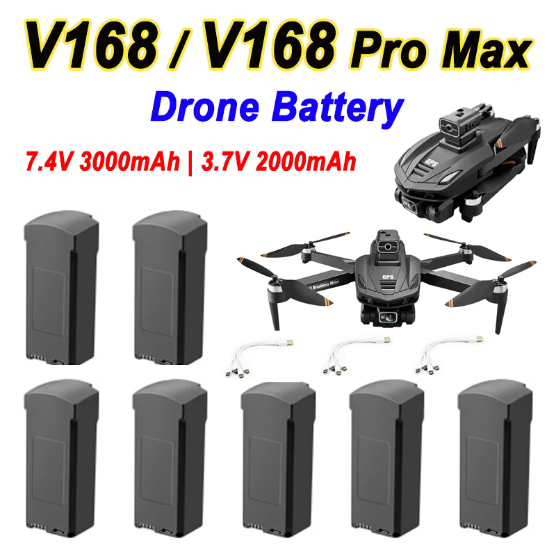 Drone GPS V168 Pro Max 7.4V 3000mAh, Quadcopter RC V168 asli, 3.7V 2000mAh, aksesori suku cadang Drone