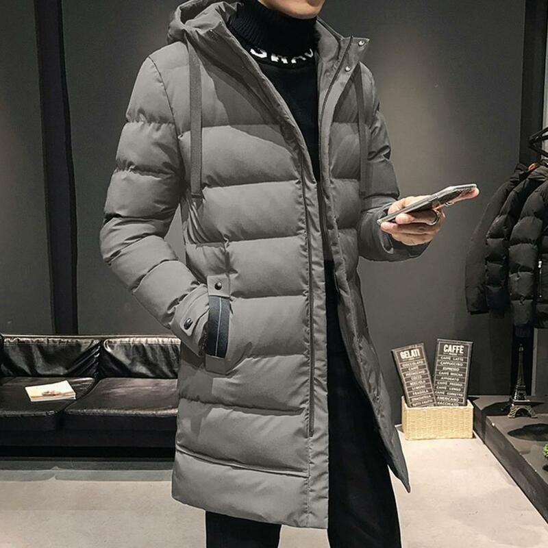 Zimowy męski biała kurtka puchowa ciepły gruby kaptur Slim Fit kurtka pikowana płaszcz męski na co dzień wysokiej jakości płaszcz termiczny