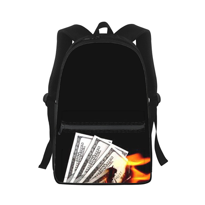 USD 달러 돈 남녀공용 배낭, 3D 프린트 패션 학생 학교 가방, 노트북 백팩, 어린이 여행 숄더백