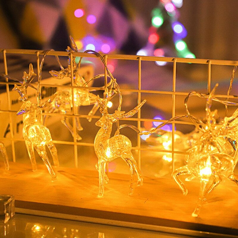 1.5 M 10LED Christmas Elk Lamp String Sika Deer Shape Lamp Room Shopping Mall Holiday Decoration Lamp