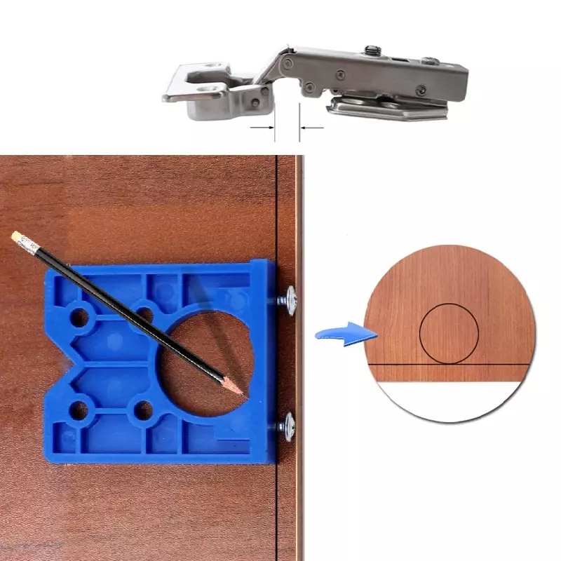 35mm panduan Punch engsel pintu Woodworking pembuka kabinet tersembunyi pertukangan Bor Jig Set bit aksesoris alat Hole Locator