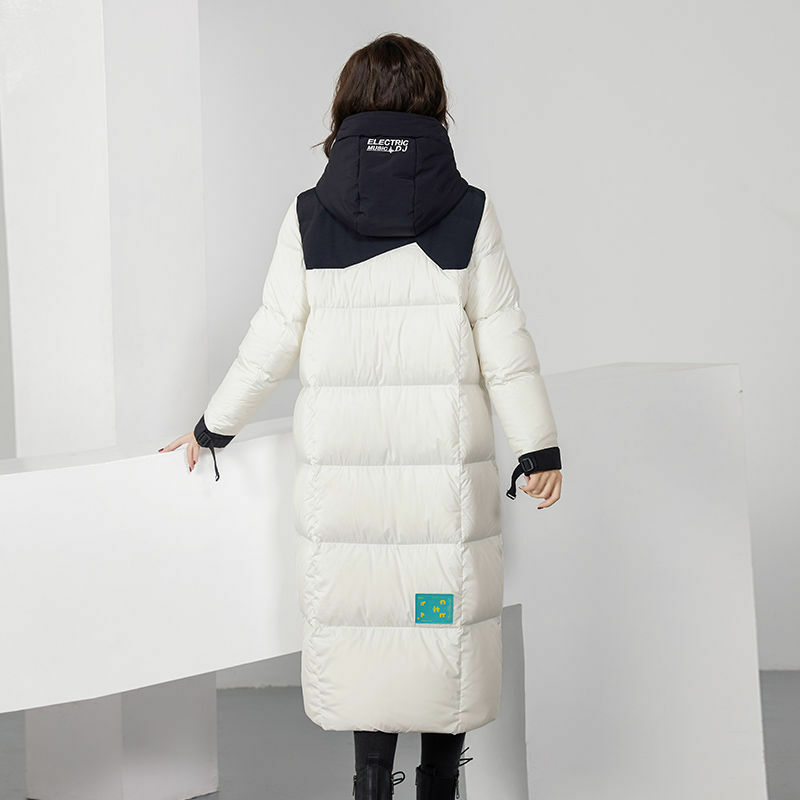 CETW 2022 FW nowe modne zimowe jednolite, luźne białe puchowe płaszcze