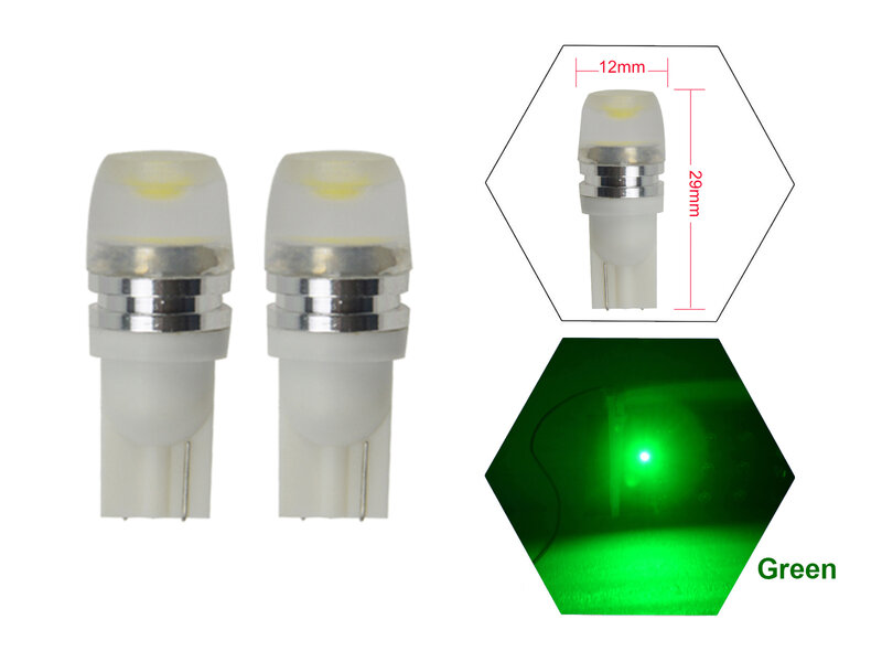Bombillas LED laterales para salpicadero, lentes de leche, 2 piezas, T10, T8.5 Wedge, SMD, 168, 194, 192, DC 12V, color verde